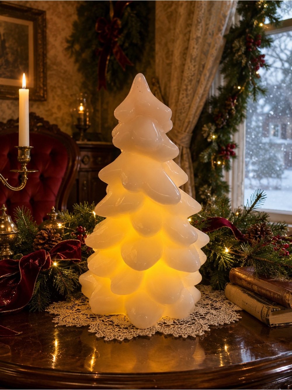 Mosser Crown Tuscan Christmas Tree Fairy Lamp Vintage Glass 7.5”